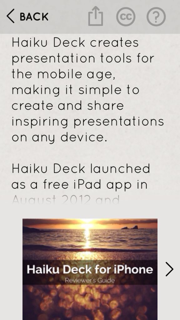 Haiku Deck for iPhone: Portrait View (Teleprompter Mode)