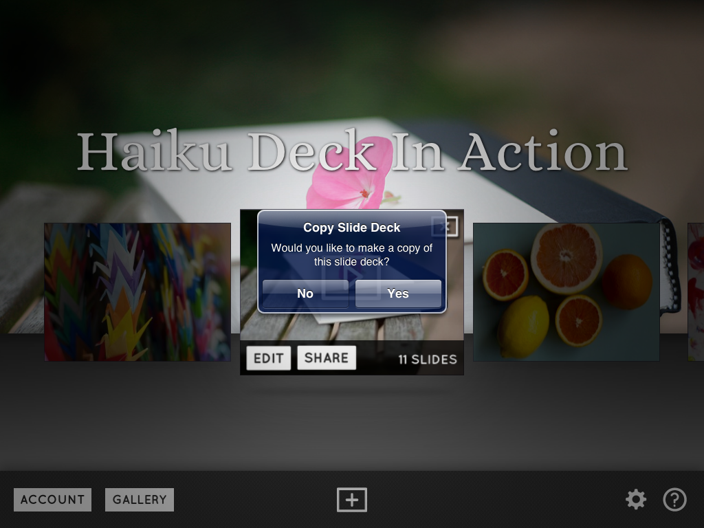 Copy a Haiku Deck with a long press