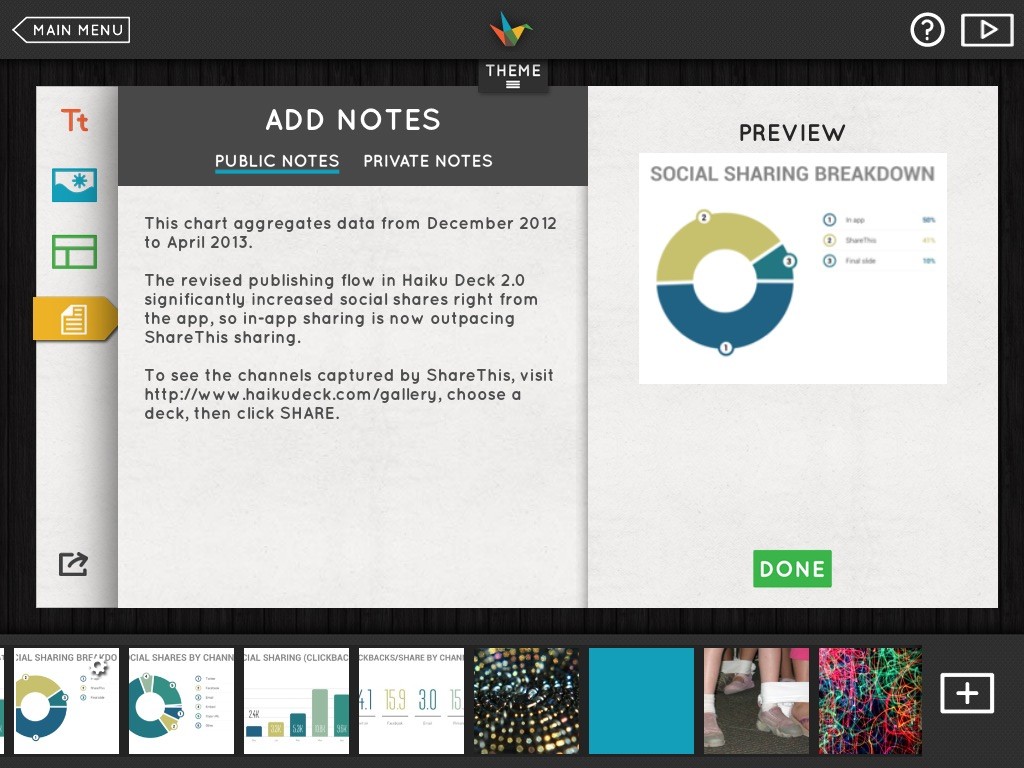 Haiku Deck 2.1: Adding public notes