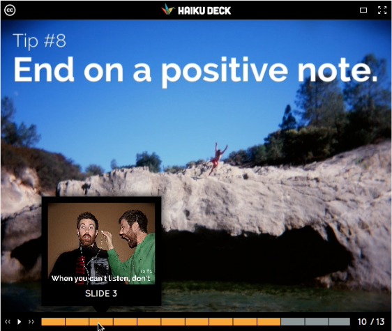 Your presentation online: Haiku Deck web view navigation