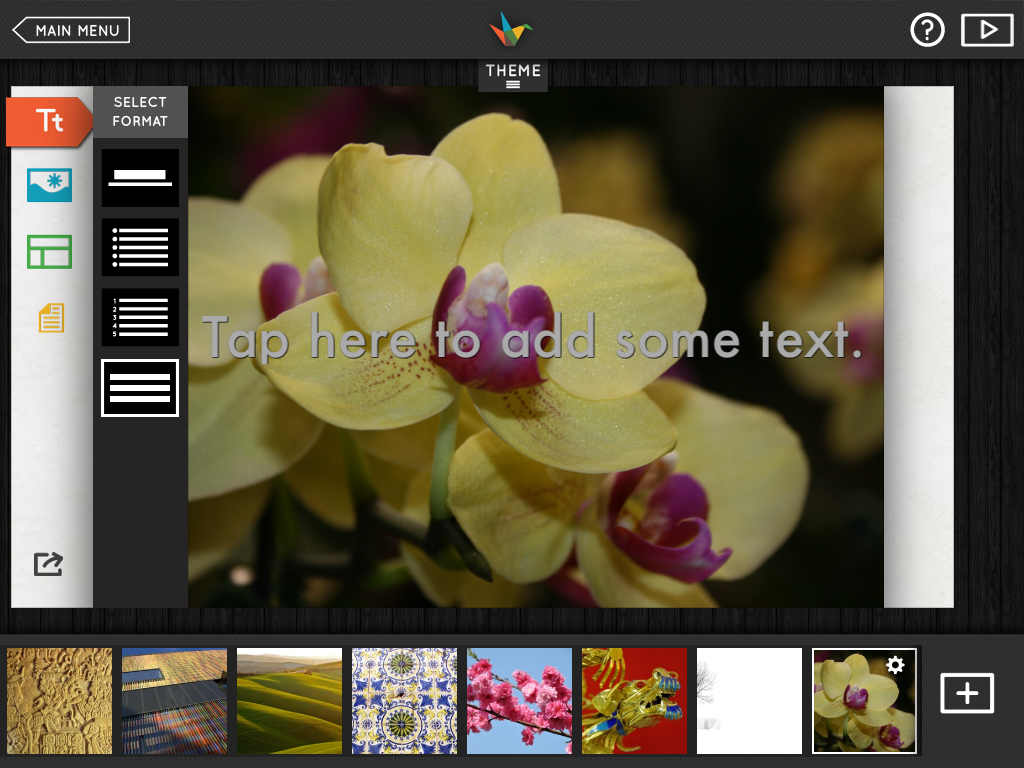 Layout options in Haiku Deck 2.4: Multiline slide type