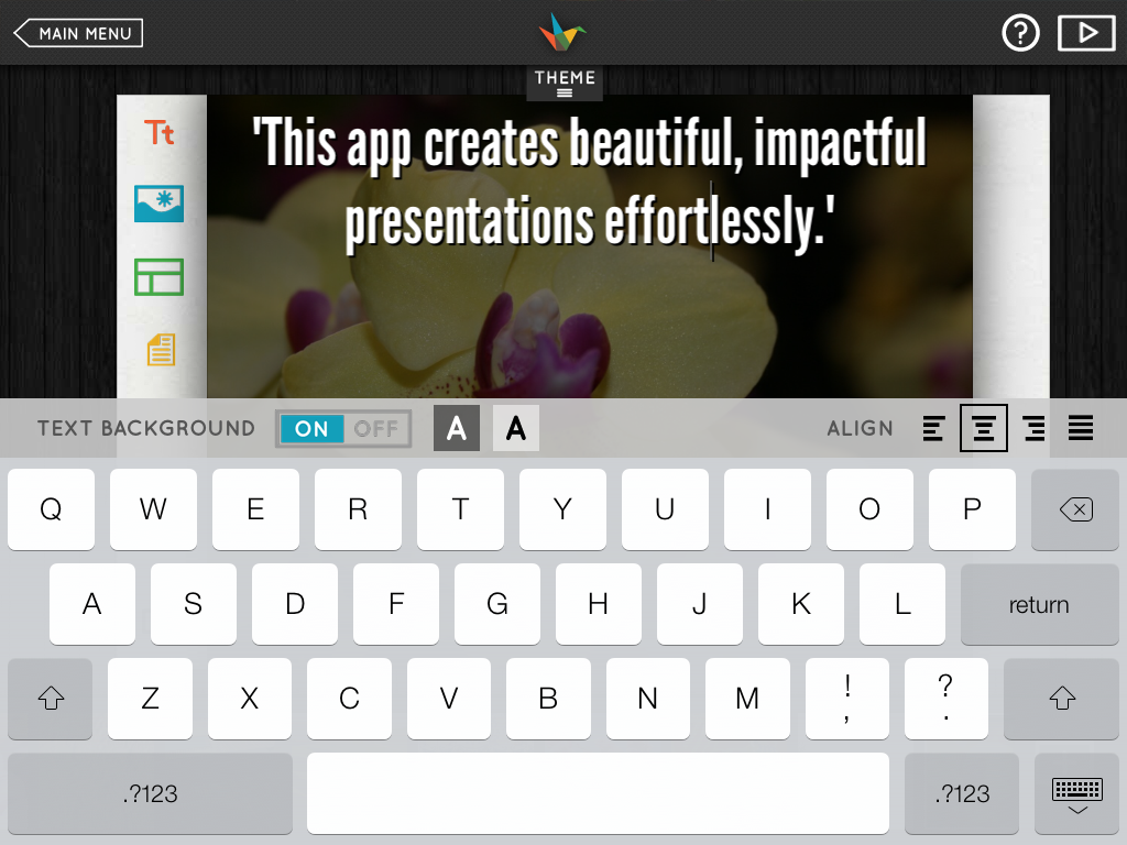 Layout options in Haiku Deck 2.4: Text background