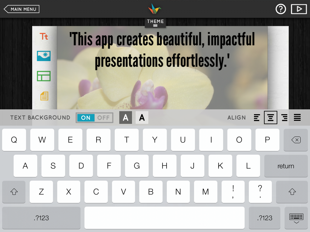 Layout options in Haiku Deck 2.4: font color
