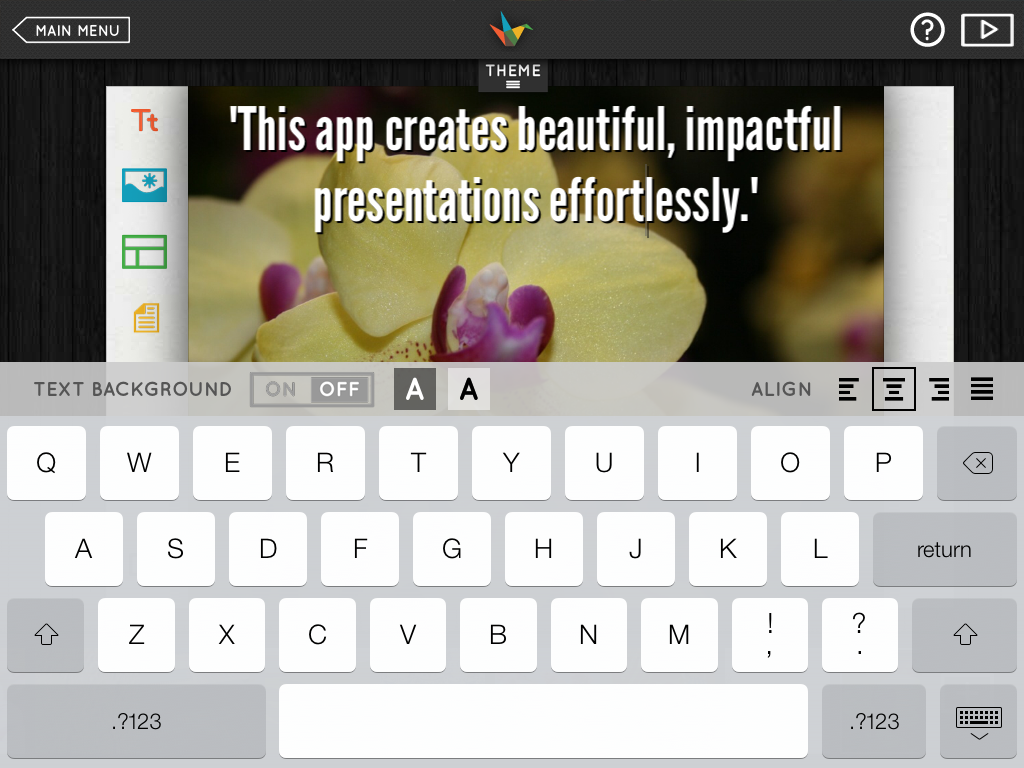 Layout options in Haiku Deck 2.4: Text background